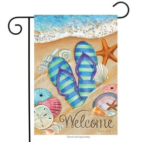 Day in the Sun Summer House Flag Flip Flops Welcome Shoreline 28/" x 40/"